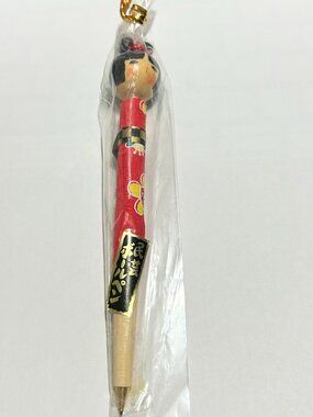 Japanese Geisha Doll Writing Pen In Original Cellophane Wrapper